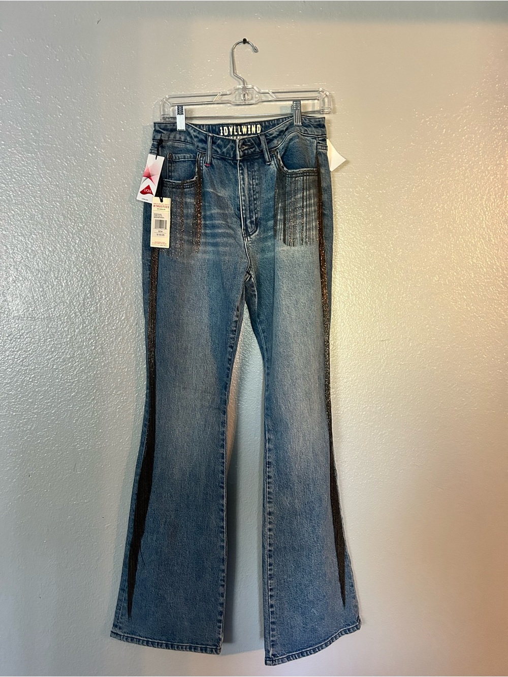 Idyllwind Carlyle Place High Risin Fringe Bootcut Jeans Medium Wash NWT Size 8